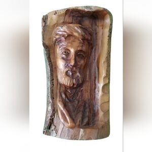 RARE Vintage Carved Wood Wooden Religious Face